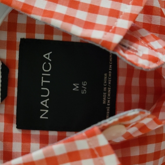 *Nautica M(5/6) red and white checkered shirt* - Picture 3 of 3